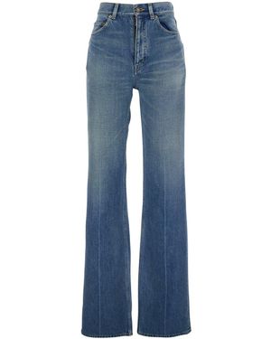 Saint Laurent Jeans A Cinque Tashce '70's' Con Design A Gamba Svasata - Blu