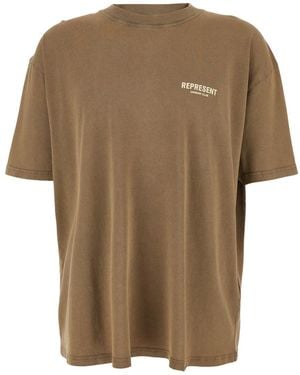 Represent T-Shirt With Logo On The Front And Maxi Logo On The Back - Brown
