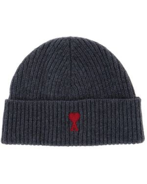 Ami Paris Berretto Con Ricamo Adc - Blu