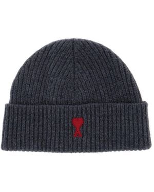 Ami Paris Berretto Con Ricamo Adc - Blu