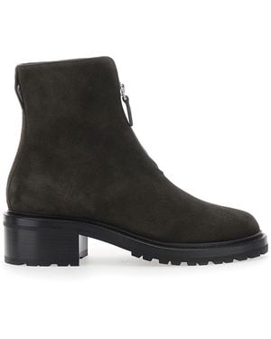 The Row Low-Heeled Ankle Boots With Front Zip Closure - Black