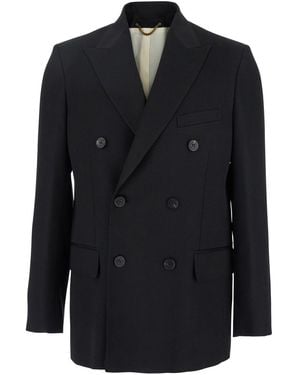 Golden Goose Double-Breasted Jacket With Peak Lapels - Black