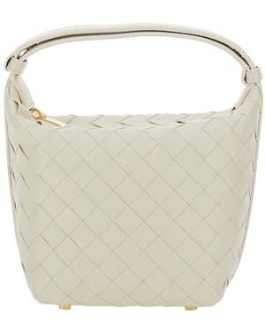 Bottega Veneta Borsa A Mano 'Candy Wallace' Con Motivo Intrecciato In - Bianco