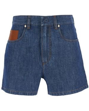 Fendi Chambray Denim Shorts - Blue