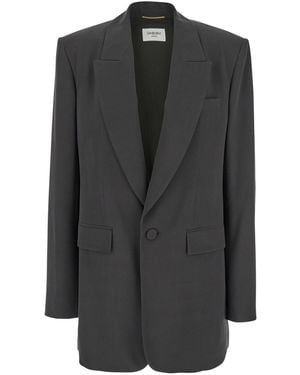 Saint Laurent Single-Breasted Jacket With Peak Revers - Black