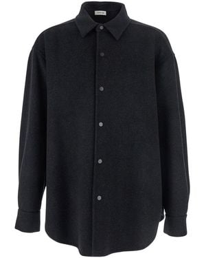 Fear Of God Dark Shirt With Classic Collar And Dropped Shoulders - Blue