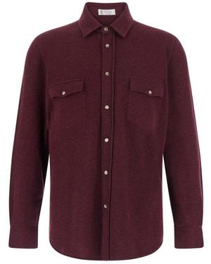 Brunello Cucinelli Jacket With Classic Collar And Patch Pocke - Purple