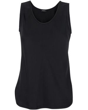 Plain Sleeveless Top With Round Neck - Black