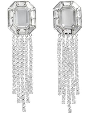 Self-Portrait Crystal Droplet Earrings - White