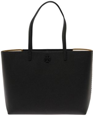 Tory Burch Borsa Shopper 'Mcgraw' Con Dettaglio Doppia T - Nero