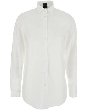 Le Plain Shirt With Classic Collar And Curved Hem - White