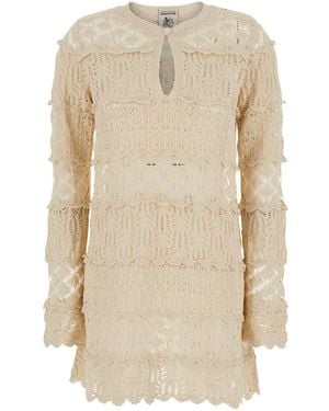 Semicouture Dress 'Crochet Dress' With Cotton Lace Details For W - Natural