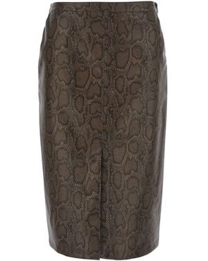Twinset Skirt With Snake Print - Brown