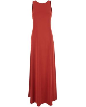 Max Mara Pure 'Pania' Long Dress With V-Neck - Red