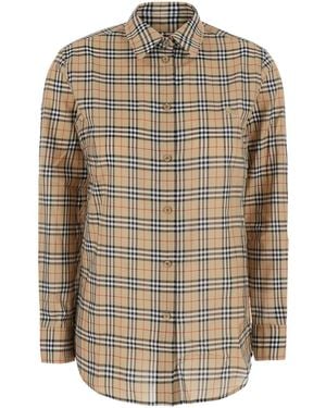 Burberry 'Emma' Shirt With Ekd Embroidery On The Front And All-O - Natural
