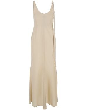 Sportmax 'Unione' Long Dress With V-Neck And Adjustable Straps - White