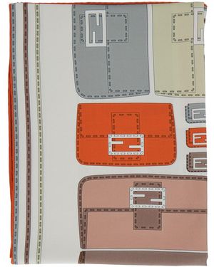 Fendi 'Baguette' Scarf With All-Over Print - Gray