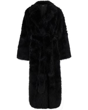 Le Plain Long Faux Fur Coat Is A Long Coat - Black
