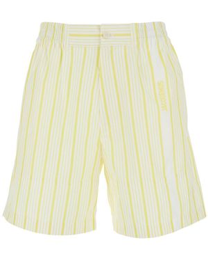 Jacquemus Ìle Short Aloe' Cotton Striped Shorts - White