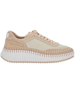 Chloé 'Nama' Trainers With Stitching Design And Logo On The Back - Natural