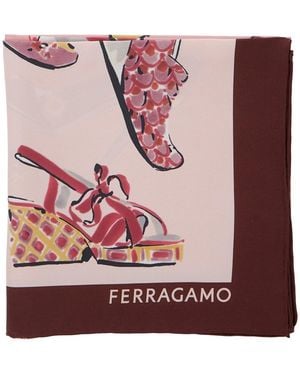 Ferragamo Scarf With All-Over Print And Logo Lettering - Pink