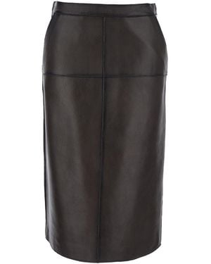 P.A.R.O.S.H. Leather Midi Skirt - Black