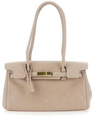 JW PEI 'Yara' Shoulder Bag With Turn-Lock Closure On The Front In - Natural