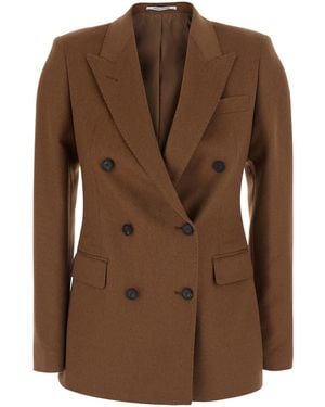 Tagliatore 'Parigi' Double-Breasted Jacket With Peak Revers - Brown