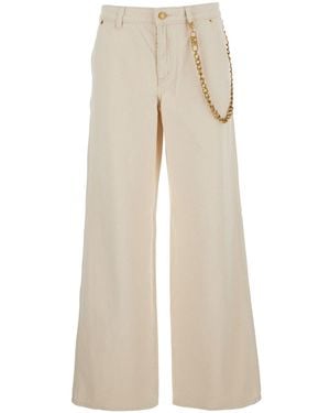 MICHAEL Michael Kors Wide Leg Jeans With Chain Detail - Natural