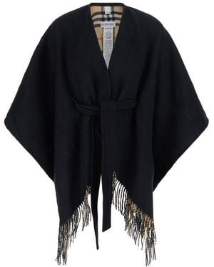 Burberry Cape 'Tay' With Elegant Details - Black