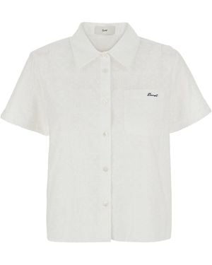 DUNST Shirt With Classic Collar And Logo Embroidery On The Front - White