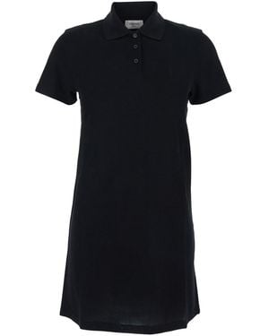 Saint Laurent Robe Polo Pique Brod Coton - Black