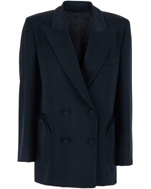 Blazé Milano Double-Breasted Jacket With Peak Lapels - Blue