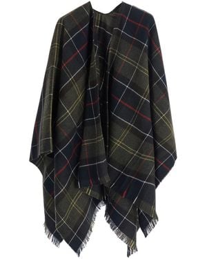 Barbour Staffin Tartan Serape Is A Cape With Shawl Collar And Long Sle - Black