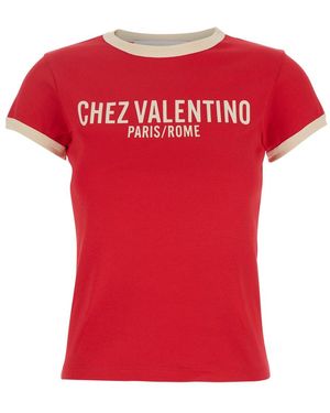 Valentino Garavani T-Shirt Con Stampa Chez Sul Fronte - Rosso