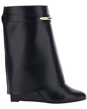 Givenchy Ankle Boots With Wedge Heels And Logo Plaque On The Side - Black