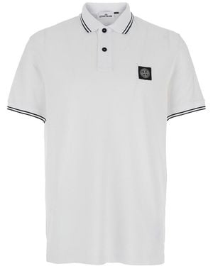 Stone Island T-Shirt With Collar And Short Sleeves - White