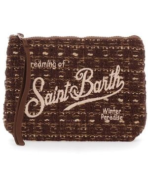 MC2 Saint Barth Aline Tweed Pouch With Tech Fabric And Rubber An - Brown