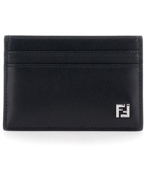 Fendi Card Case With Ff Logo Plaque On The Front - Black