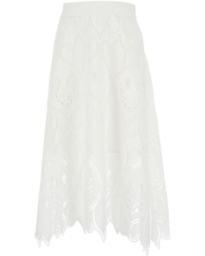 Rene' Derhy 'Danny Jupe' Skirt With Lace Inserts And Side Closure - White