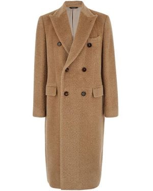 Dolce & Gabbana Double-Breasted Coat With Peak Revers - Natural