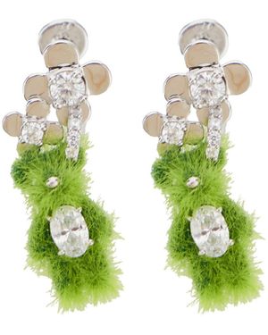 YVMIN 'Grass Flower Bear' Earrings With 925 Rose Pla - Green