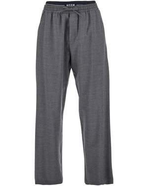 MSGM Pants With Elastic Drawstring Waist - Gray
