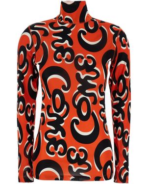 Phoebe Philo Turtleneck T-Shirt With All-Over Print - Red