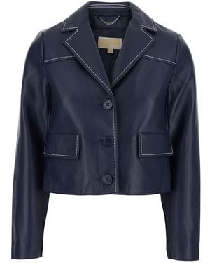 MICHAEL Michael Kors Jacket With Notched Revers And Contrast Stit - Blue