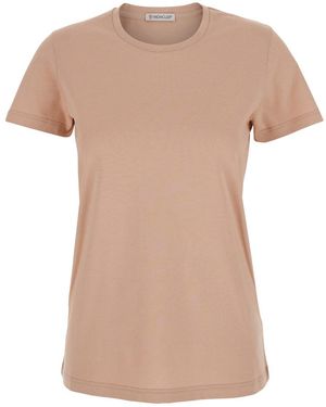 Moncler T-Shirt With Logo Patch Applied On The Sleeve - Pink