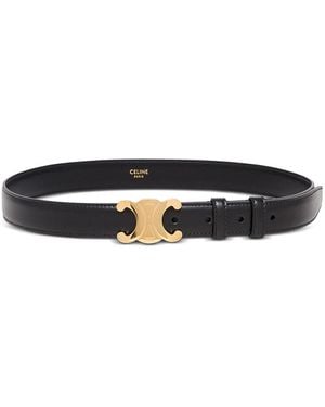 Celine Leather Belt With Logo Buckle - Black