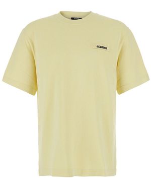 Jacquemus 'Le T-Shirt Gros Grain' Crew Neck T-Shirt With Logo - Yellow