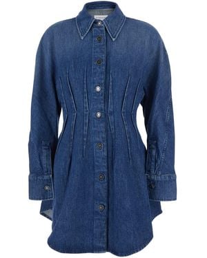 Givenchy Dress With Pointed Collar And Slightly Structured Waist - Blue