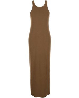 Jucca Long Dress 'Ribbed Sleeveless Dress' With Round Neckline A - Natural